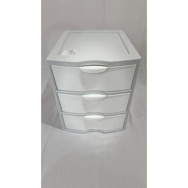 Imagem de Gaveteiro organizador 3 gavetas cinza com Branco