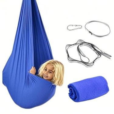 Imagem de Balanço sensorial – Rede infantil calma | Balanço de balanço interno para quarto, playground, berçário, sala de aula, casa na árvore, jardim, quintal, acampamento