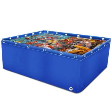 Imagem de Saco plástico à prova d'água de PVC para lagoa de piscina com válvula de drenagem dobrável para lagoas de peixes e lagoa de peixes para abastecimento de água de emergência (3 x 1 x 1 m)