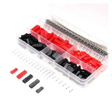 Imagem de 480 peças macho/fêmea 2,54 mm conector pino jumper fio elétrico kit de alojamento de cabo com caixa