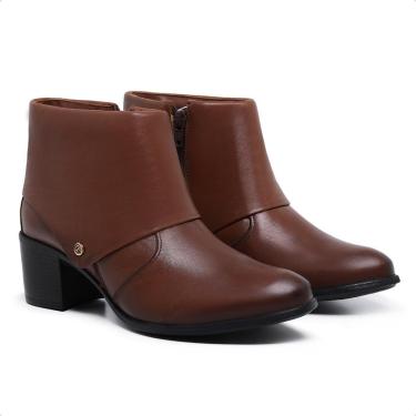 Imagem de Bota Feminina Coturno Couro Cano Baixo Original 0107-Feminino