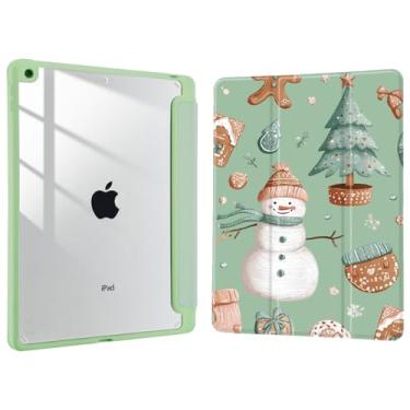 Imagem de Joyland Capa boneco de neve e árvore de Natal para iPad 10ª geração 10,9 polegadas 2022/iPad (A16) 11ª geração 2025, suporte de lápis embutido com capa à prova de choque, capa traseira transparente