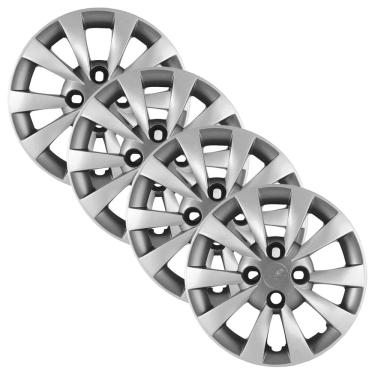 Imagem de 4 Calota Modelo Original Universal 4 Furos Prata Aro 14