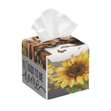 Imagem de Capa quadrada de couro para caixa de lenços à prova d'água, fofo, gnomo, cinza, organizador de papel facial com cinto inferior, estojo de lenços para mesa, banheiro, escritório, mesa, carro