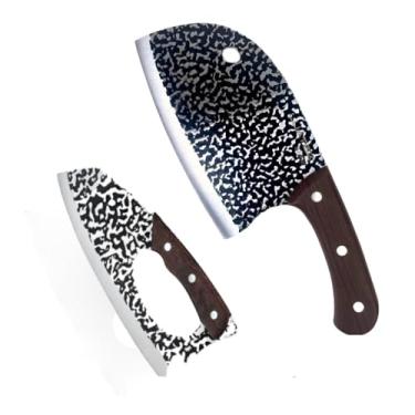 Imagem de Cutelo de Carne de Alto Carbono Faca Osso Pesado Corte Premium Profissional Açougueiro(Faca + cutelo)