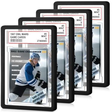 Imagem de Pacote com 4 placas de cartão classificadas com amortecedor de laje PSA, protetor de placa de TPU rígido PSA para cartas classificadas, mangas rígidas de acrílico com posição de etiqueta, proteção