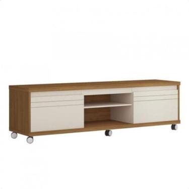 Imagem de Rack para TV Bancada até 72" Off White/Freijó - Mirage - Giga Moveis 