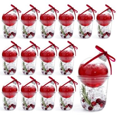 Imagem de Conjunto de 14 bolas de bebida de cranberry de Natal, enfeites de árvore de bebida, enfeites de árvore de 297 g, pingente de lâmpadas preenchíveis para presente de Natal, festa de casamento, decoração