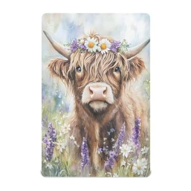 Imagem de STAYTOP Lençol de berço fofo de vaca Highland para meninos e meninas, lençol com elástico para berço padrão e colchão infantil, de microfibra supermacia, 137 x 71 cm