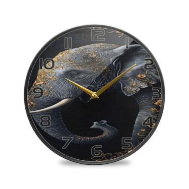 Imagem de YETTASBIN Relógio de parede de acrílico elefante – Silencioso, sem tique-taque, operado por bateria, relógio redondo decorativo criativo para cozinha, sala de estar, banheiro, decoração de escritório