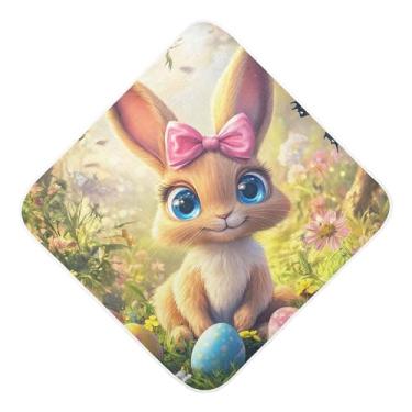 Imagem de Burbuja Uma toalha de banho de coelho fofo para bebês - Toalha com capuz de musselina macia e absorvente para recém-nascidos, 89 x 89 cm