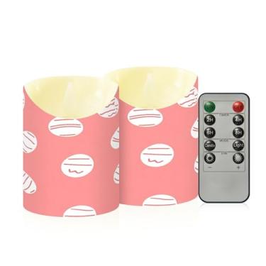 Imagem de Wassud Pacote com 2 velas de ovos brancos sem chama com controle remoto, velas realistas cintilantes com temporizador, velas decorativas para Natal, casamento, festa, decoração de casa pequena