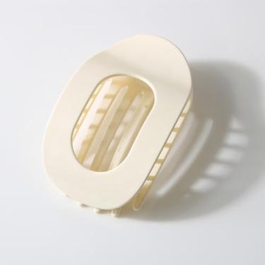 Imagem de Grampo de cabelo liso de bico de pato único - grampo redondo casual de cor sólida, design simples e elegante para cabelo longo e curto grosso e fino (branco leite)