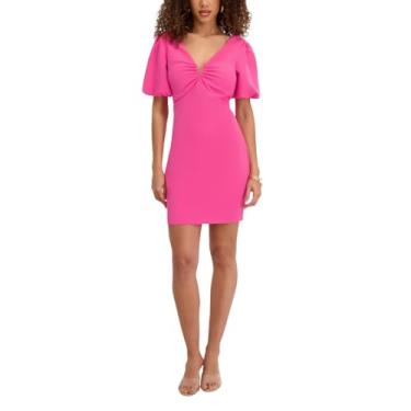 Imagem de Siena Vestido feminino na altura do joelho com manga balão na altura do joelho, rosa, 34