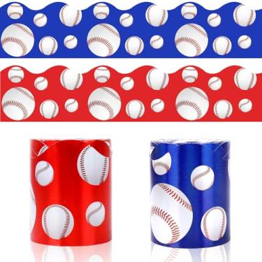 Imagem de Whaline Quadro de avisos de beisebol de 2,5 m borda laser azul vermelho corte de matriz rolo de borda para decoração de janela de quadro-negro de sala de aula