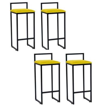 Imagem de 4 banquetas para churrasqueira e bar rosalia-assento amarelo - GAT MAG