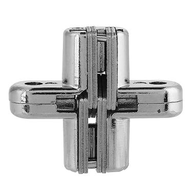 Imagem de Dobradiça de porta cruzada oculta, dobradiça prateada de liga de zinco com suave e silencioso, para mesas e portas, e estrutura estável (extra pequena)