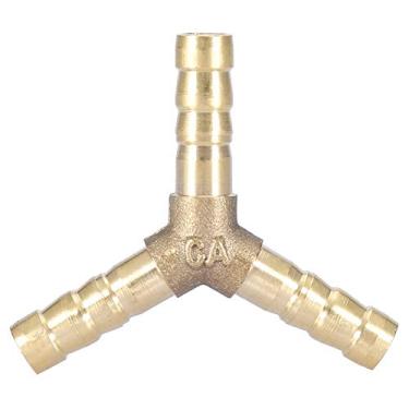 Imagem de Conector farpado de mangueira de 3 vias Y de latão para ar água gás OD 6/8/10/12/14/16 mm - Adequado para ferramentas elétricas, tubulação de gás doméstico - Material de cobre - fácil de montar (6 mm