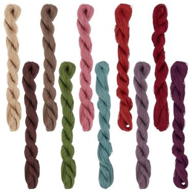 Imagem de FREEBLOSS 10 fios de algodão Sashiko 10 x 50 m (55 jardas) fio dental bordado 10 cores fios Sashiko para acolchoar, costura à mão, suprimentos de bordado