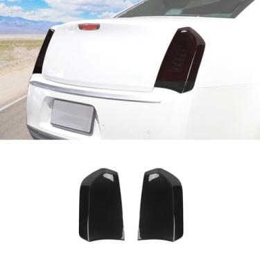 Imagem de RAZPOY Capa de luz traseira, guarnição de luz traseira fumê compatível com Chrysler 300/300C acessórios externos 2015-2024, ABS fumê preto