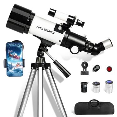 Imagem de FREE SOLDIER Telescópio para Adultos Iniciantes Em Astronomia - Abertura de 70 Mm e Distância Focal de 400 Mm Telescópio Refrator Astronômico Ótimo Presente de Astronomia de Natal para com Pacote de P