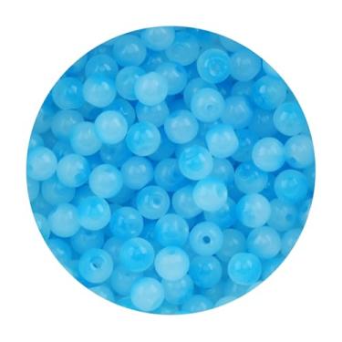 Imagem de Contas de vidro de 8 mm para fabricação de joias, 200 peças coloridas sortidas lindas contas de vidro redondas a granel para pulseira, artesanato, brincos, colar, amizade (turquesa 8 mm)