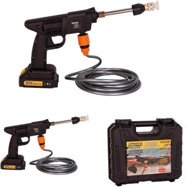 Imagem de Lavadora de Alta Pressão Recarregável 21V, 135W, Preta, Bateria de Lítio, com Função de Espuma, Portátil, para Lavagem de Carros e Fachadas