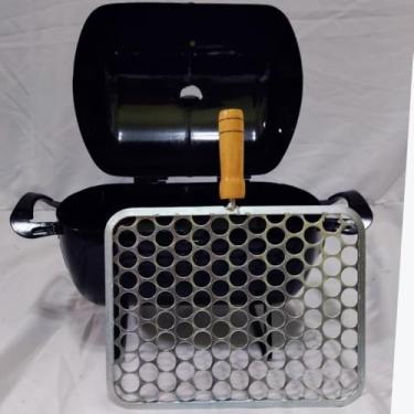 Imagem de Churrasqueira，Churrasqueira Portatil，Feito de Metal，Inclui uma Grelha Com Cabo de Madeira e um Acendedor de Chaminé Com Tampa，Adequado para Acampar, Pescar, Etc.