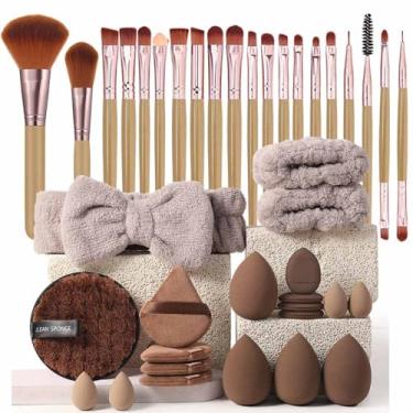 Imagem de Conjunto de pincéis de maquiagem profissional para olhos e rosto, pincel de mistura para base, sombra, corretivo, pacote de pincéis de maquiagem, pincel de sombra, presente para mulheres