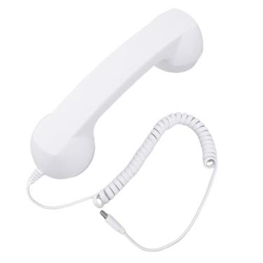 Imagem de Jectse Aparelho de Telefone retrô Receptor de Telefone Vintage Clássico Com Fio Com Porta Tipo C e Controle de Volume para Chamadas de Vídeo de Smartphone Tablet (WHITE)