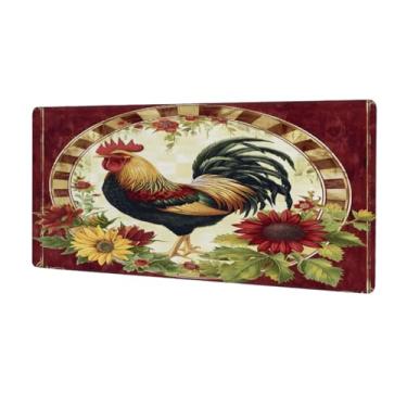 Imagem de Tapete de mouse grande com galo de flores vermelhas à prova d'água para computador estendido tapete protetor de mesa antiderrapante base de borracha para escritório, computador, teclado, laptop e mesa