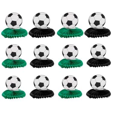 Imagem de 12pcs Futebol Enfeites Mesa Colmeia, 3 Tamanhos Esportes Tema Decorações Mesa Tema Futebol Decorações de Festa para Aniversário Meninos Crianças Suprimentos Evento Esportivo Baby Shower Decor
