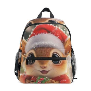 Imagem de GAIGEO Cute Squirrels Christmas Gifts Small Kids Backpack with Whistle, Adjustable Chest Strap, Boy Backpack Lightweight & Compact for Ages 3-8