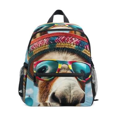 Imagem de GAIGEO Cute Donkey Funny Kids Backpack with Whistle, 2 Bottle Pockets, Lightweight, Kids Travel Backpacks 10x4x12 In, for Ages 3-8