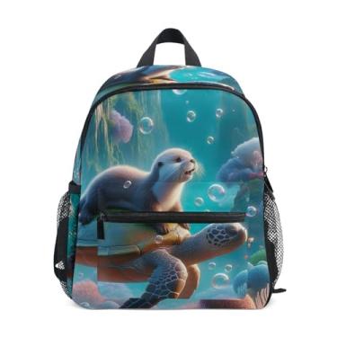 Imagem de GAIGEO Sea Turtle Otter Cute Backpacks for Kids with Whistle, Adjustable Chest Strap, Baby Girl Backpack Lightweight & Compact for Ages 3-8