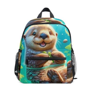 Imagem de GAIGEO Cute Otter Animal Print Toddler School Backpack with Whistle, Adjustable Chest Strap, Preschool Backpack for Girls Lightweight & Compact for Ages 3-8