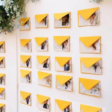 Imagem de FineCheer Pacote com 48 envelopes A6 com cartões e clipe dourado cartolina de 10 x 15 cm e clipe dourado para cartões comemorativos, casamento, aniversário, convites, chás de bebê (ouro)