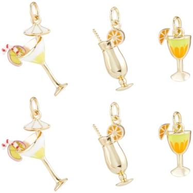 Imagem de Beebeecraft 9 peças, 3 estilos, pingentes de bebida para pulseiras, banhado a ouro 18 K, latão, tema vinho, garrafa de vidro, pingentes de coquetel para fazer joias, colar de festa, brinco, artesanato