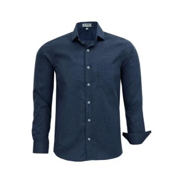 Imagem de Camisa Mescla Social Comfort Ml Com Bolso Passa Fácil 1889 - Amil, Azu