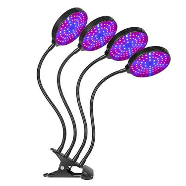 Imagem de Luz de Crescimento LED para Plantas Internas 60W 4- LEDs Vermelhos e Azuis Auto Ligar Desligar com Timer 3 Modos 5 Níveis Brilho IP66 Lâmpadas Mesa Cl