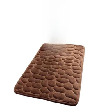 Imagem de Tapete absorvente macio de microfibra antiderrapante para cozinha ou banheiro e quarto(padrão de pedra de chocolate)