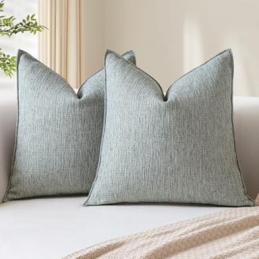 Imagem de Artscope Capas de almofada de linho 45,7 x 45,7 cm, conjunto de 2 fronhas decorativas para sofá, cama e decoração de casa, cinza claro