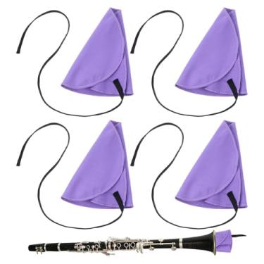 Imagem de Sibba Pano de limpeza de saxofone cotonete de clarinete macio, 4 peças, pano de limpeza de clarinete, fibra roxa, clarinetes, cotonete, roupas para flauta, piccolo, trompete e outros instrumentos de