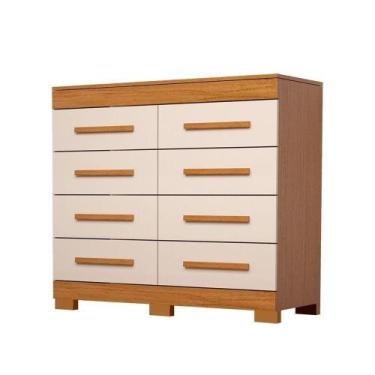 Imagem de Cômoda 100% Mdf 8 Gavetas Nalu Acp Móveis Cinamomo/Off White - ACP MOV