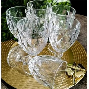 Imagem de Jogo 6 Taças De Vidro 340Ml Cristal Diamond Vinho Suco Água 340ml - Ut
