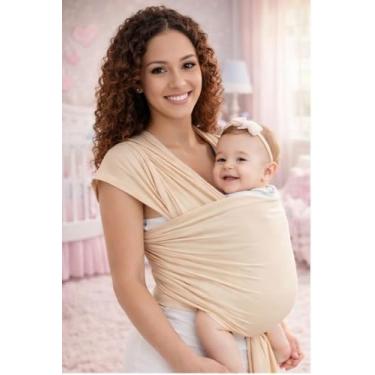 Imagem de Baby Sling Wrap Mamãe Canguru – Confortável, Ergonômico, Tecido Malha Gel 100% Poliéster – Prático de Lavar – Uso Diário (AVELÃ)