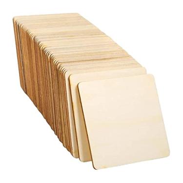 Imagem de Tachiuwa Peças de Madeira Inacabadas, Fatias de Recorte de Madeira em Branco para Artesanato DIY, 30pcs Square