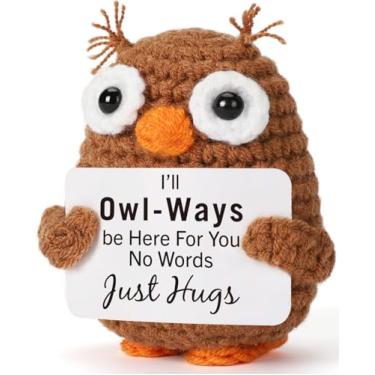 Imagem de Decoração de Natal com coruja de crochê, presentes de simpatia para mãe, amiga, perda de um ente querido, aborto espontâneo, alívio da ansiedade, apoio emocional e silencioso