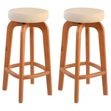 Imagem de Conjunto 2 Banqueta Bar Em Madeira Maciça Amêndoa