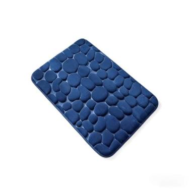 Imagem de Tapete de Porta para Banheiro 60cm - Estampa de Pedra, Fino e Prático, Ideal para Absorver Água, Proteger Pisos e Complementar Decoração (Azul)